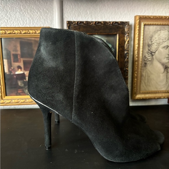 Black Peep-Toe Ankle Boots - Picture 2 of 10